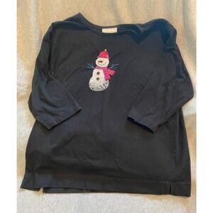 Casey Coleman Christmas 3/4 Sleeve Shirt with Snowman